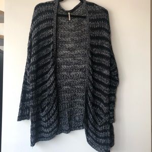 Free People Black and Gray Knit Cardigan